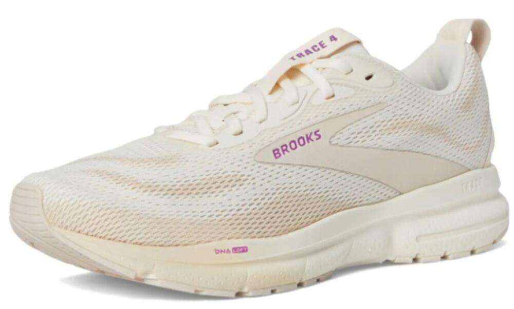 Brooks Womens Trace 4 Athletic Shoes Size 8.5 M Beige Purple Athletic EUC